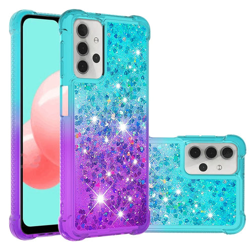 Shockproof Gradient Quicksand TPU Shell for Samsung Galaxy A32 5G/M32 5G - Baby Blue/Purple - 1