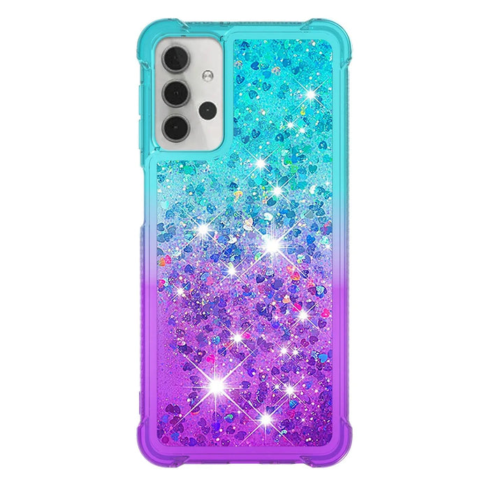 Shockproof Gradient Quicksand TPU Shell for Samsung Galaxy A32 5G/M32 5G - Baby Blue/Purple - 2