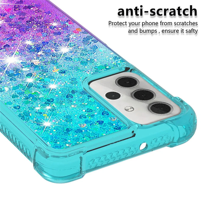 Shockproof Gradient Quicksand TPU Shell for Samsung Galaxy A32 5G/M32 5G - Baby Blue/Purple - 4