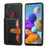 Card Slots PU Leather Coated TPU Case [Kickstand] for Samsung Galaxy A21s - Black - 1