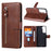 For Samsung Galaxy S21 4G/5G Zipper Pocket Leather Wallet Stand Case - Brown - 1