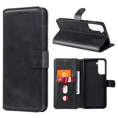 Wallet Stand Flip Leather Phone Case for Samsung Galaxy S21+ 5G - Black - 1