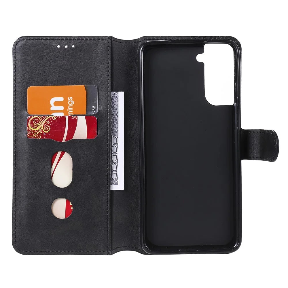 Wallet Stand Flip Leather Phone Case for Samsung Galaxy S21+ 5G - Black - 4