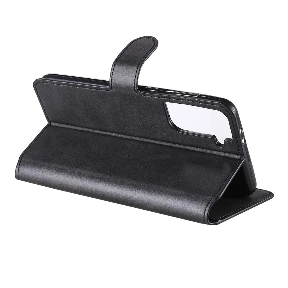 Wallet Stand Flip Leather Phone Case for Samsung Galaxy S21+ 5G - Black - 5