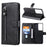 Zipper Pocket Leather Wallet Stand Case for Samsung Galaxy S21 Ultra 5G - Black - 1