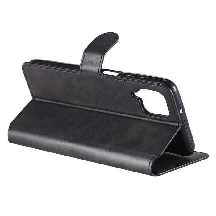 Classic Wallet Stand Flip Leather Phone Case for Samsung Galaxy A12 - Black - 5