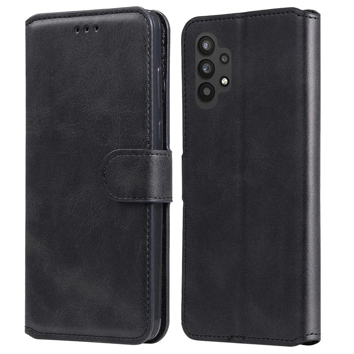 Classic Textured Wallet Stand Flip Leather Phone Case for Samsung Galaxy A32 5G/M32 5G - Black - 1