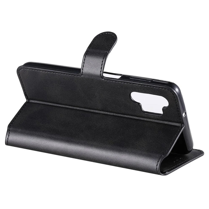Classic Textured Wallet Stand Flip Leather Phone Case for Samsung Galaxy A32 5G/M32 5G - Black - 5