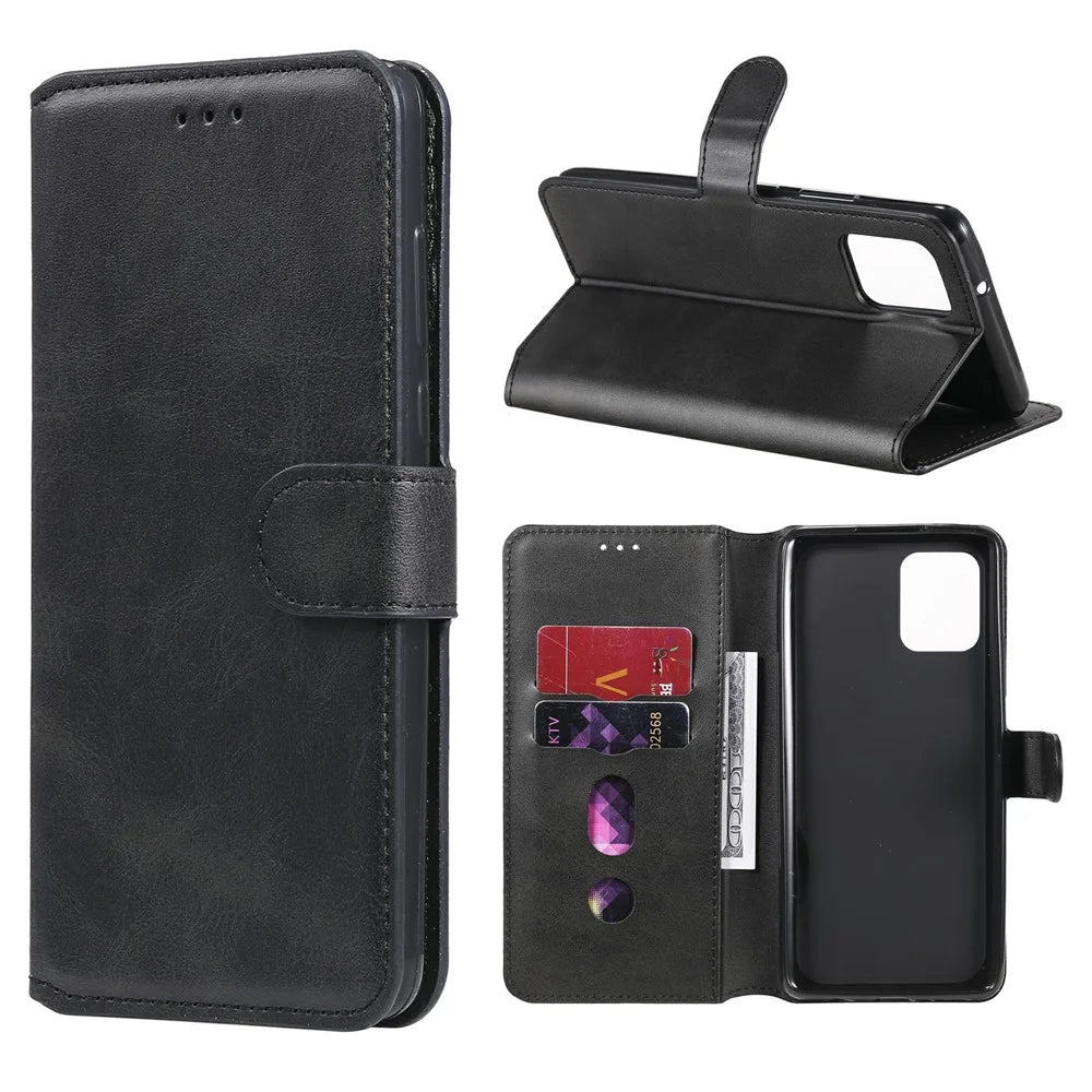 Classic Wallet Stand Leather Phone Cover Case for Samsung Galaxy A42 5G - Black - 1