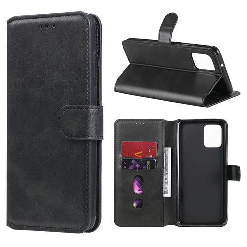 Classic Wallet Stand Leather Phone Cover Case for Samsung Galaxy A42 5G - Black - 1