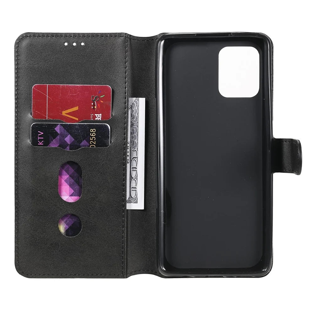 Classic Wallet Stand Leather Phone Cover Case for Samsung Galaxy A42 5G - Black - 4