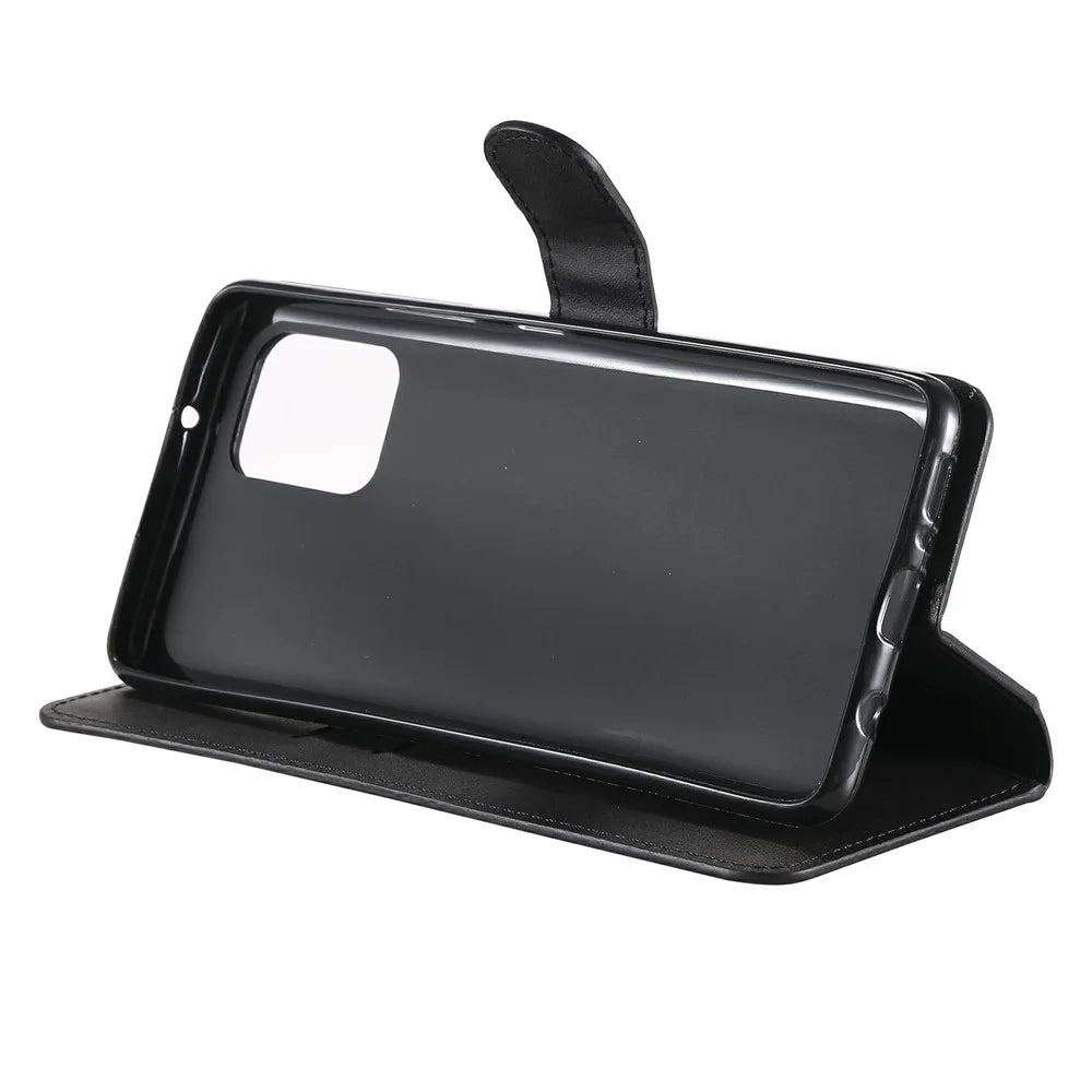 Classic Wallet Stand Leather Phone Cover Case for Samsung Galaxy A42 5G - Black - 6