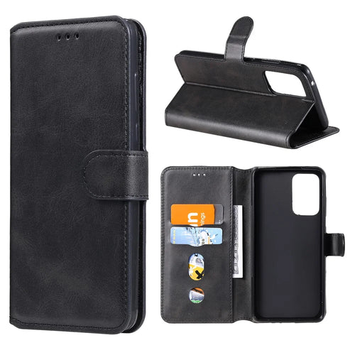 Classic Wallet Stand Flip Leather Phone Case for Samsung Galaxy A52 4G/5G / A52s 5G - Black - 1