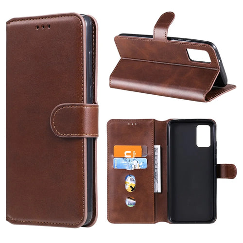 Classic Wallet Stand Flip Leather Phone Case for Samsung Galaxy A02s (164.2mm) - Brown - 1