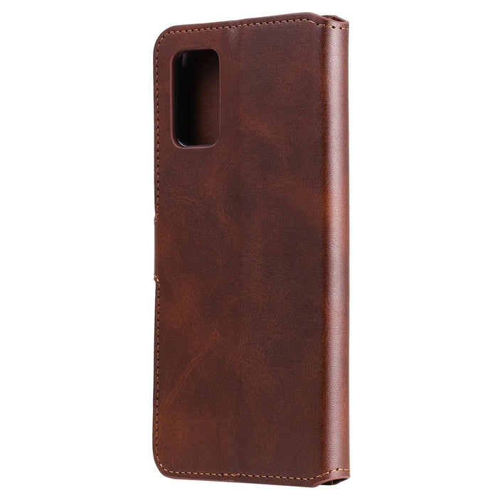 Classic Wallet Stand Flip Leather Phone Case for Samsung Galaxy A02s (164.2mm) - Brown - 3