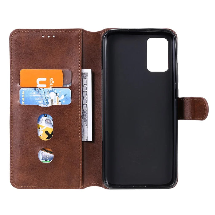 Classic Wallet Stand Flip Leather Phone Case for Samsung Galaxy A02s (164.2mm) - Brown - 4