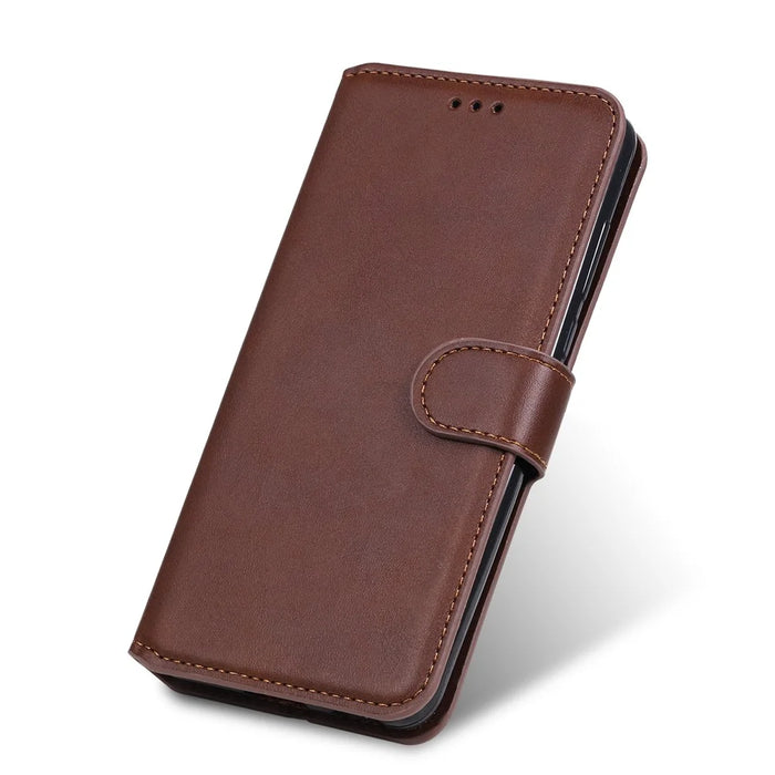 Classic Wallet Stand Flip Leather Phone Case for Samsung Galaxy A02s (164.2mm) - Brown - 7