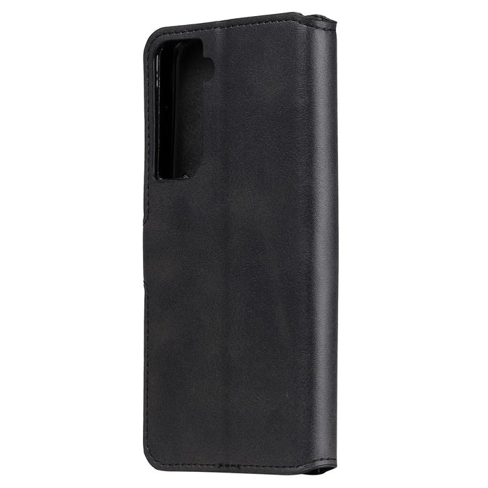Wallet Stand Flip Leather Phone Case for Samsung Galaxy S21 4G/5G - Black - 3