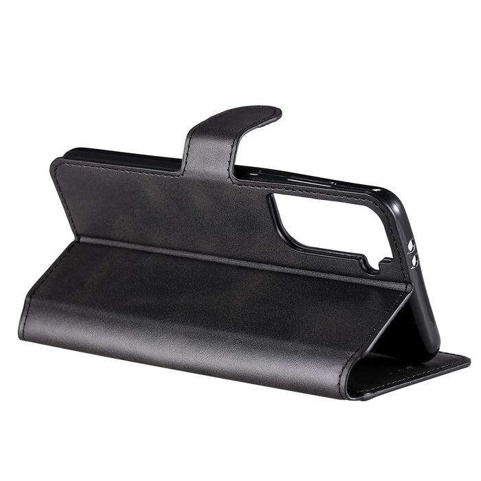 Wallet Stand Flip Leather Phone Case for Samsung Galaxy S21 4G/5G - Black - 5