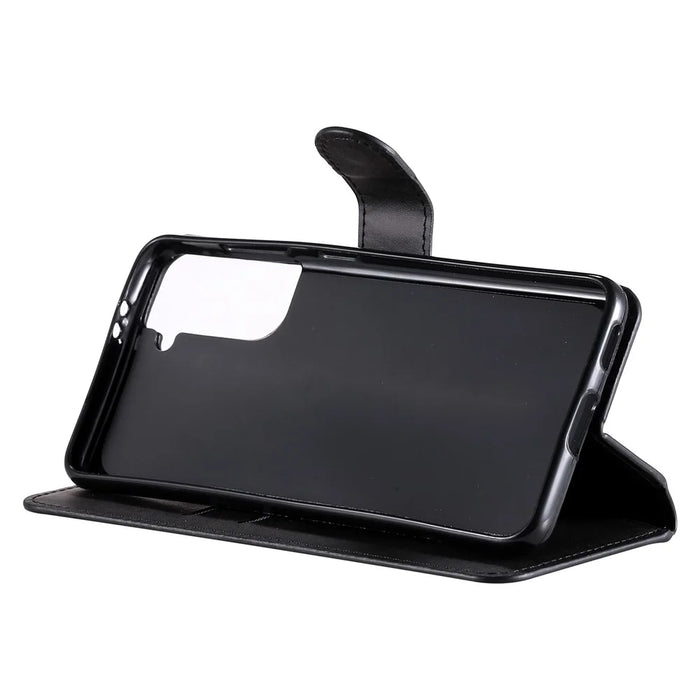 Wallet Stand Flip Leather Phone Case for Samsung Galaxy S21 4G/5G - Black - 6