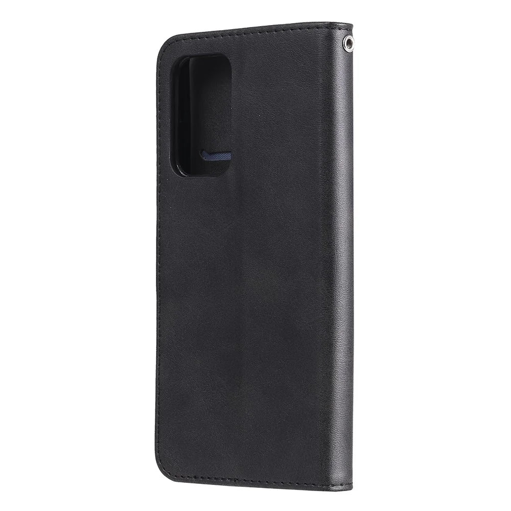 Zipper Pocket Wallet Leather Stand Smartphone Case for Samsung Galaxy A52 4G/5G / A52s 5G - Black - 5
