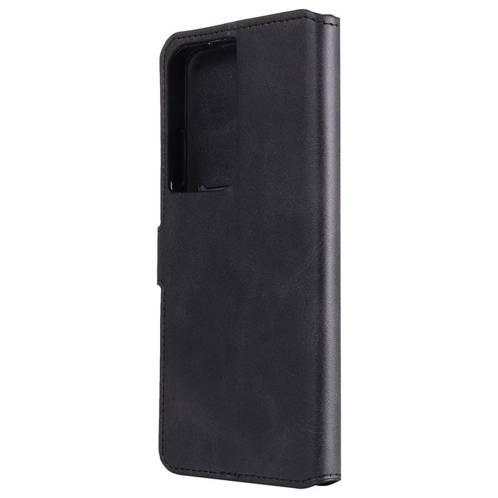 Wallet Leather Stand Cell Phone Case for Samsung Galaxy S21 Ultra 5G - Black - 3