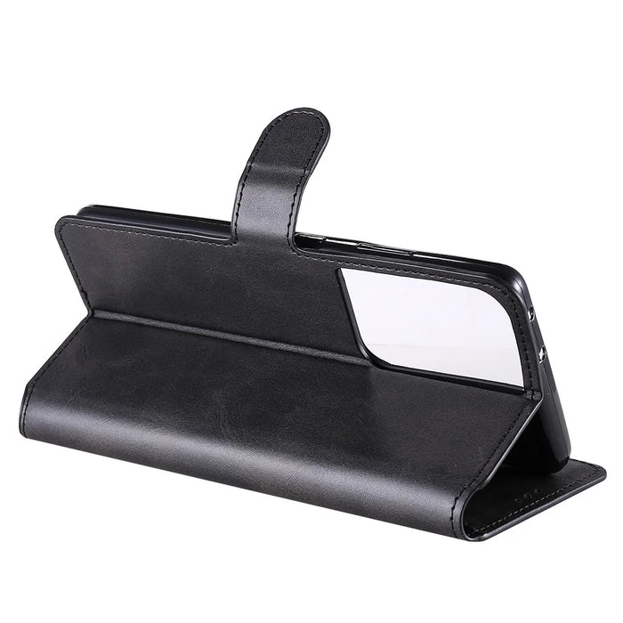 Wallet Leather Stand Cell Phone Case for Samsung Galaxy S21 Ultra 5G - Black - 5