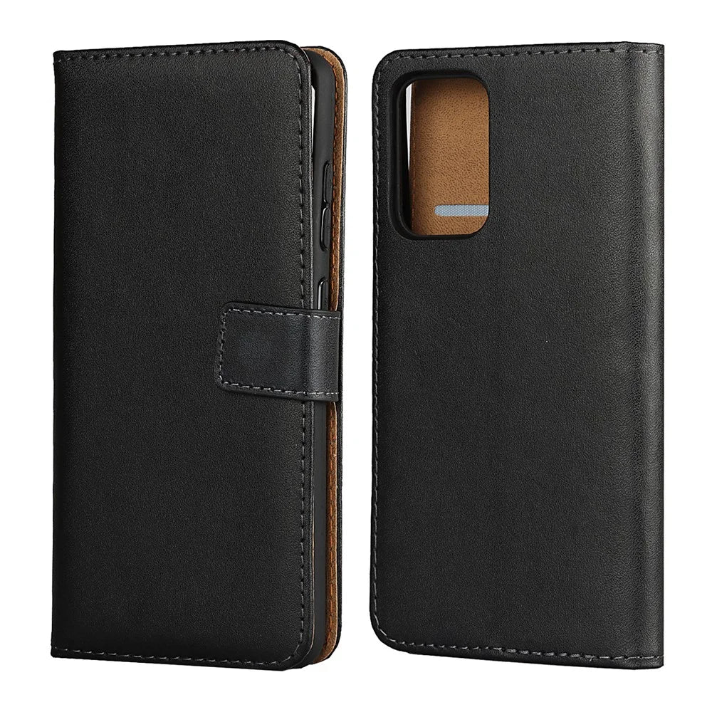 Premium Genuine Leather Phone Folio Flip Wallet Stand Shell for Samsung Galaxy A52 5G / A52 4G - 2