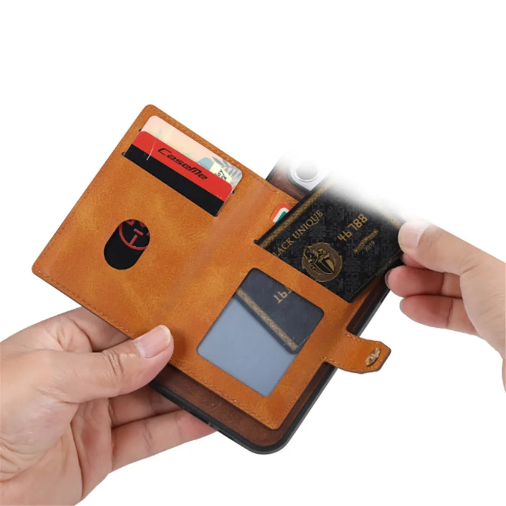 Card Slots Design PU Leather Coated TPU Kickstand fCase or Samsung Galaxy A52 4G/5G / A52s 5G - Brown - 4