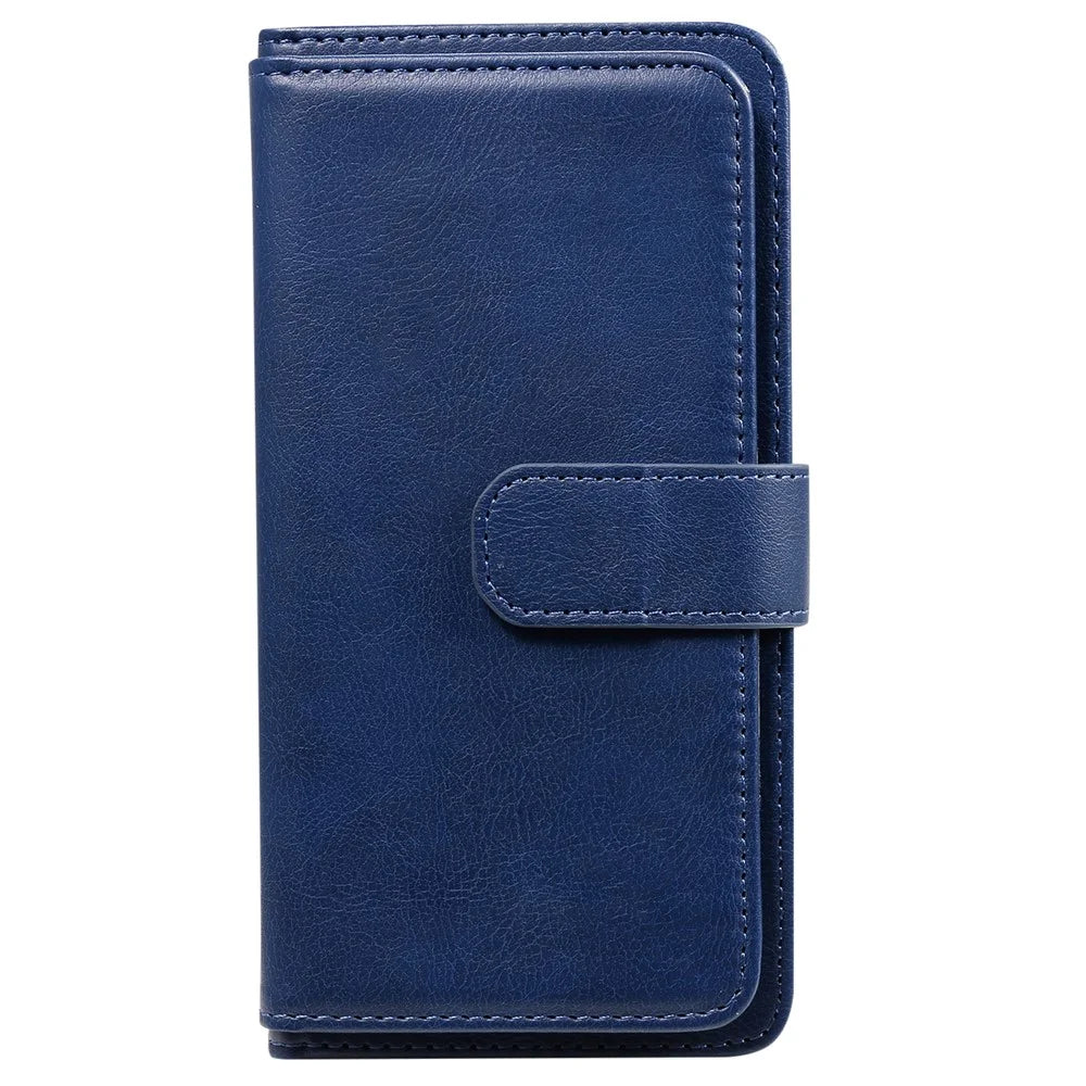 For Samsung Galaxy S21 Plus 5G Leather Case with 10 Card Holder Phone Cover Stand - Dark Blue - 2