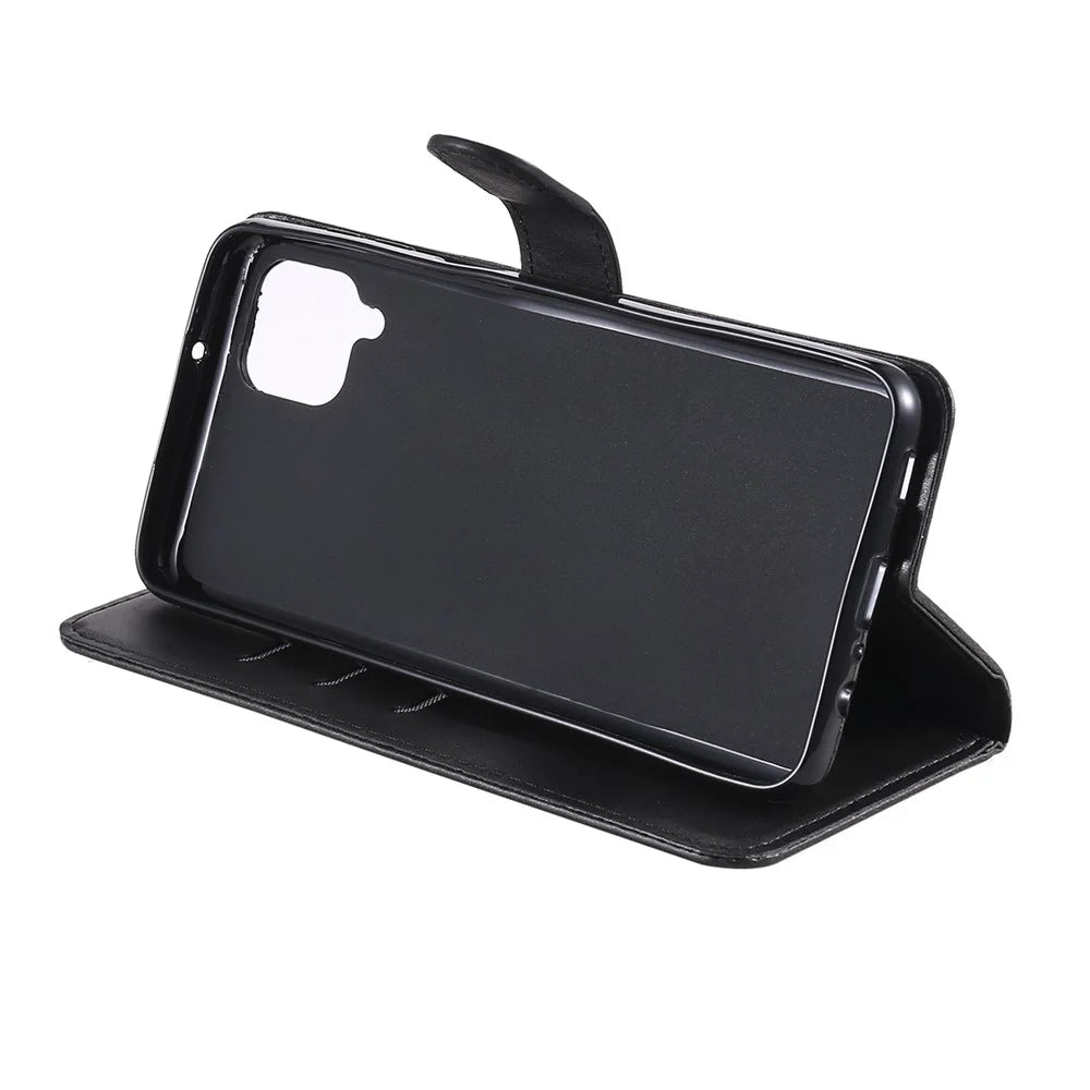 Zipper Pocket Leather Wallet Stand Case for Samsung Galaxy A12 - Black - 7