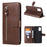 Zipper Pocket Leather Wallet Stand Case for Samsung Galaxy A02s (164.2mm) - Brown - 1