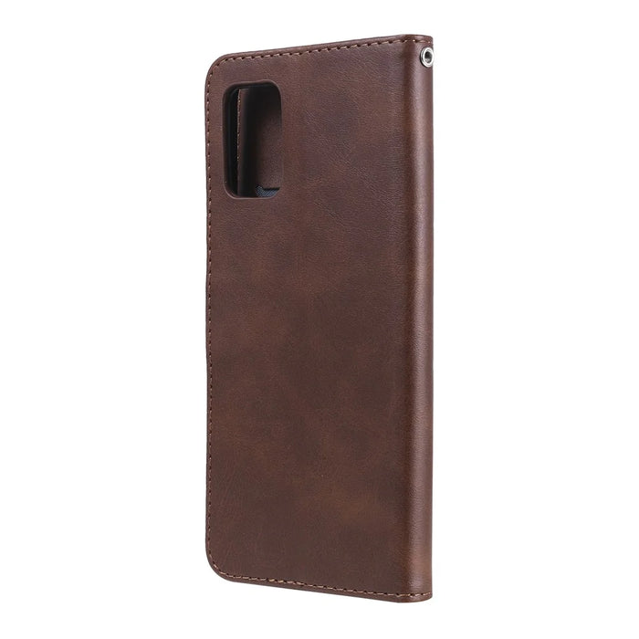 Zipper Pocket Leather Wallet Stand Case for Samsung Galaxy A02s (164.2mm) - Brown - 4