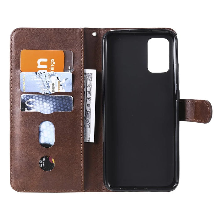 Zipper Pocket Leather Wallet Stand Case for Samsung Galaxy A02s (164.2mm) - Brown - 5