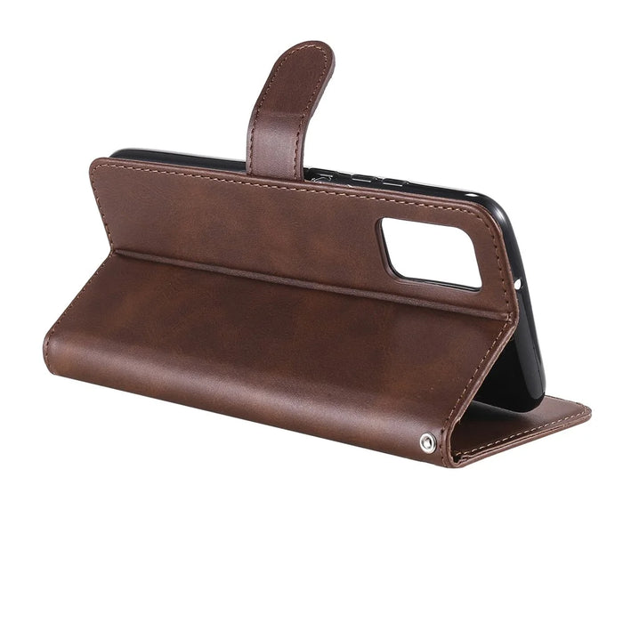 Zipper Pocket Leather Wallet Stand Case for Samsung Galaxy A02s (164.2mm) - Brown - 7