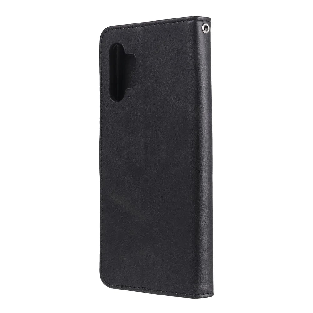 Zipper Pocket Wallet Leather Stand Case for Samsung Galaxy A32 5G/M32 5G Cover - Black - 4