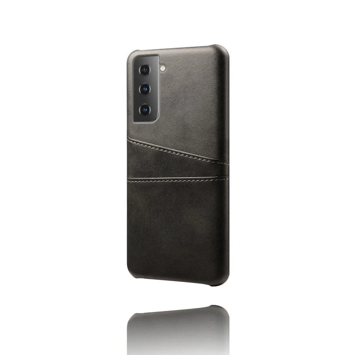 Dual-Card Slots Design PU Leather Coated Hard PC Case for Samsung Galaxy S21 Plus 5G - Black - 3