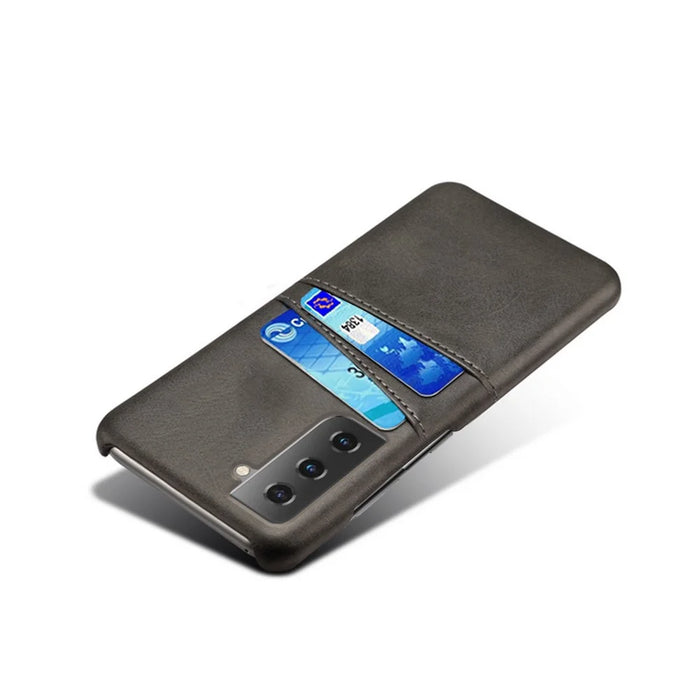 Dual-Card Slots Design PU Leather Coated Hard PC Case for Samsung Galaxy S21 Plus 5G - Black - 4