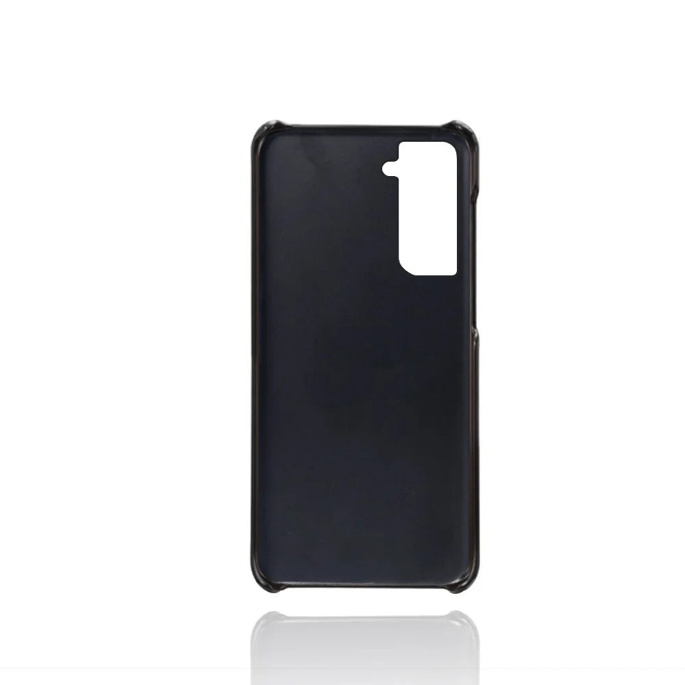 PU Leather Coated PC Case with Dual-Card Slots Design for Samsung Galaxy S21 4G / 5G - Black - 5
