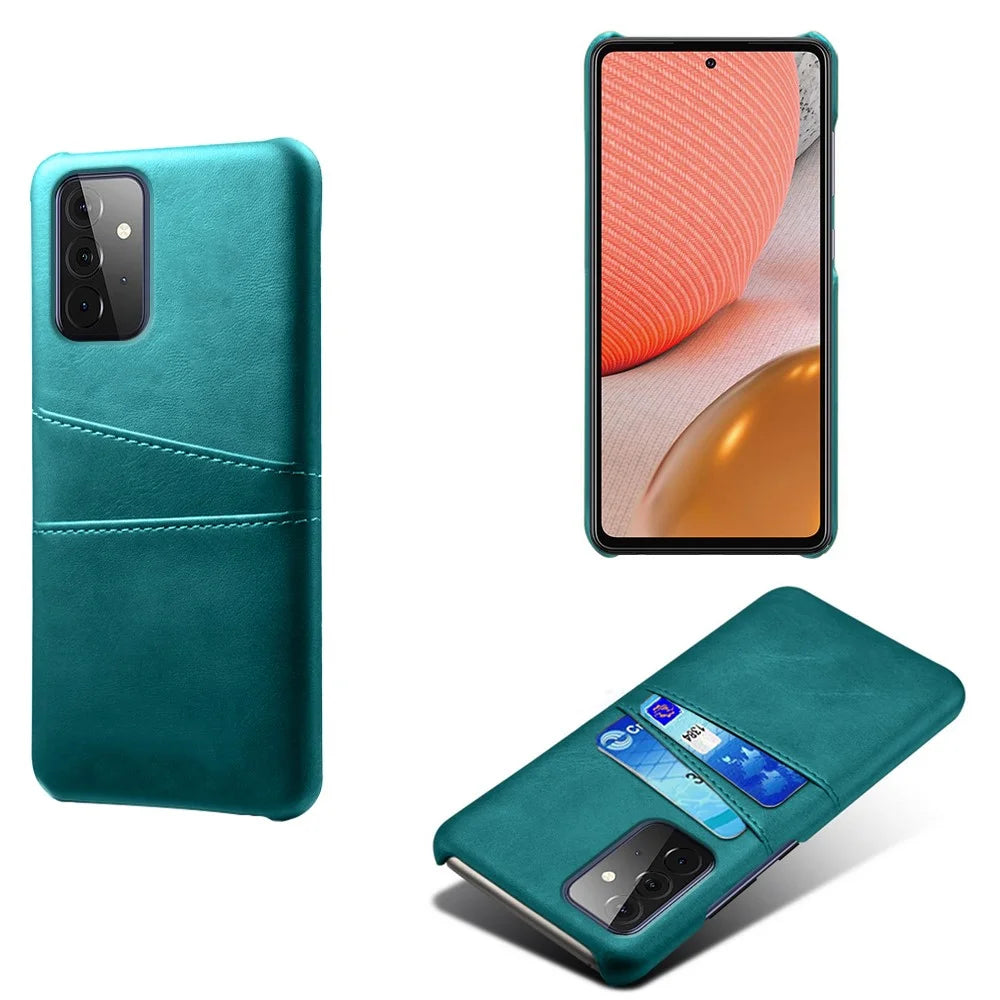 PC + PU Leather Coated Case with Dual-Card Slots for Samsung Galaxy A72 5G / A72 4G - Green - 1