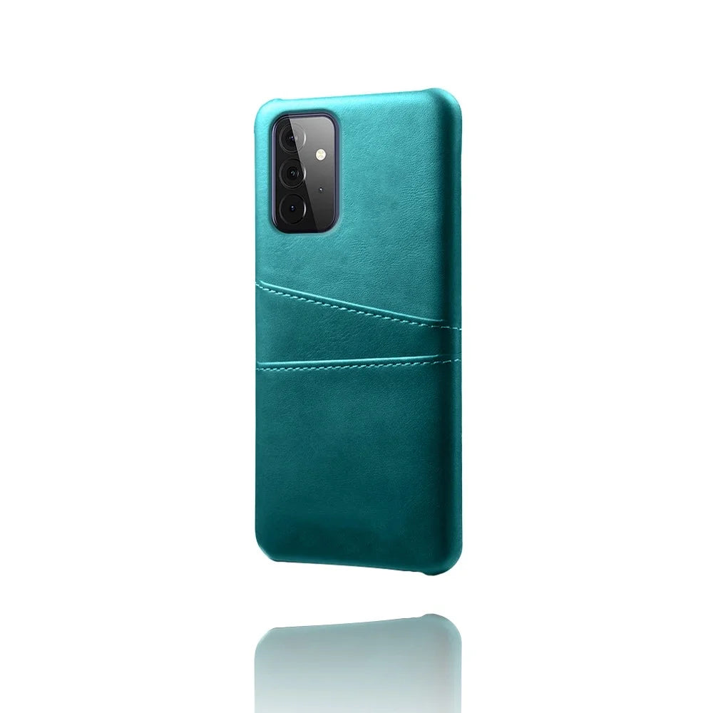 PC + PU Leather Coated Case with Dual-Card Slots for Samsung Galaxy A72 5G / A72 4G - Green - 3