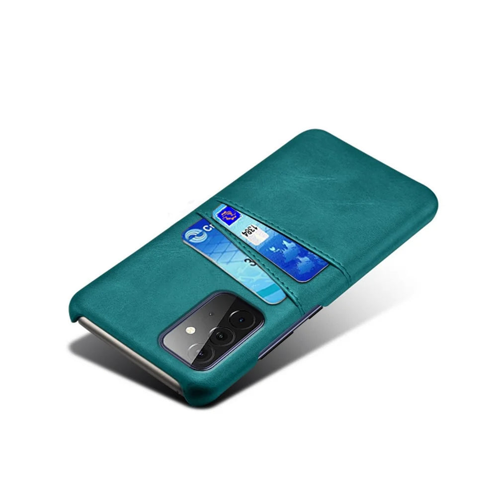 PC + PU Leather Coated Case with Dual-Card Slots for Samsung Galaxy A72 5G / A72 4G - Green - 4