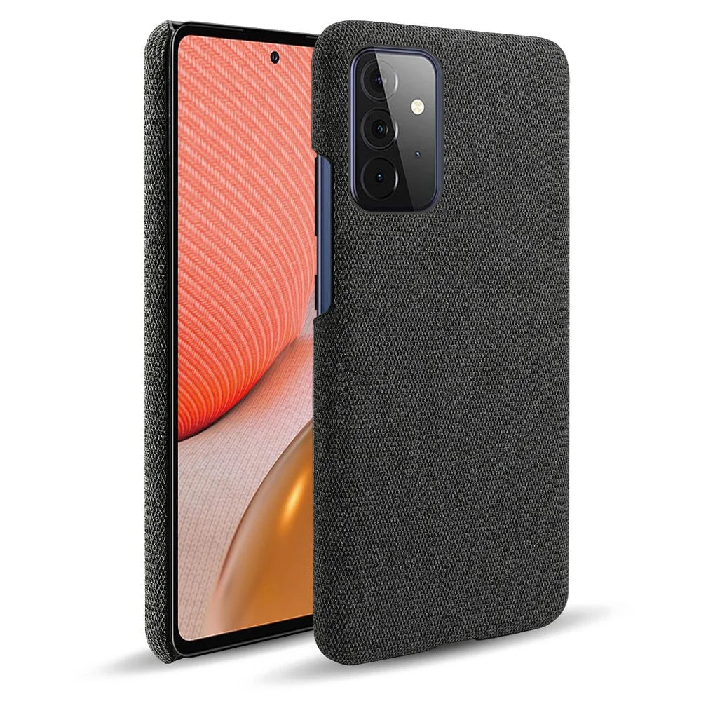 Cloth Texture Plastic Back Case for Samsung Galaxy A72 5G / A72 4G - Black - 1