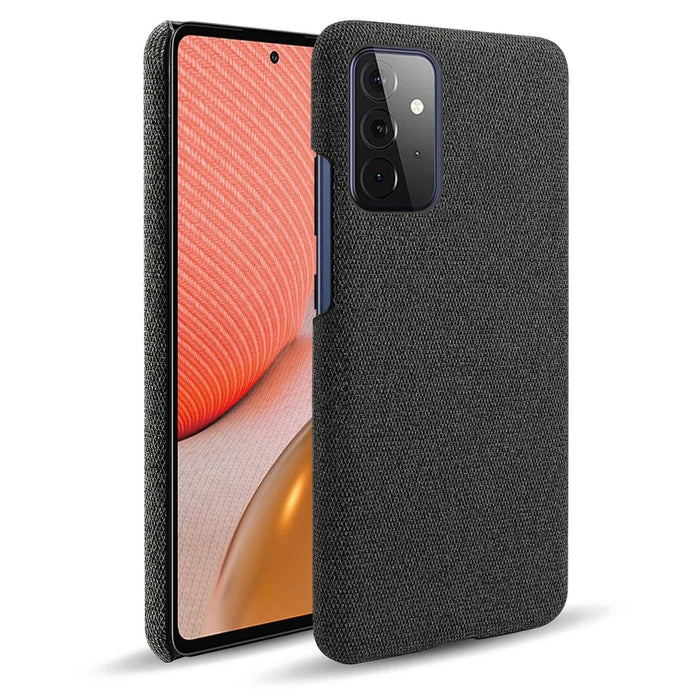 Cloth Texture Plastic Back Case for Samsung Galaxy A72 5G / A72 4G - Black - 1