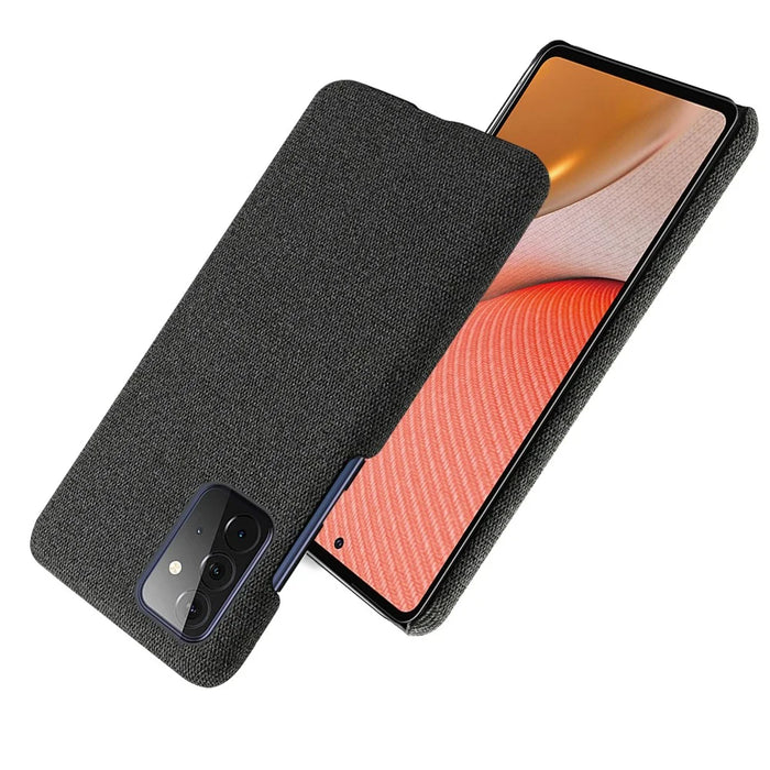 Cloth Texture Plastic Back Case for Samsung Galaxy A72 5G / A72 4G - Black - 2