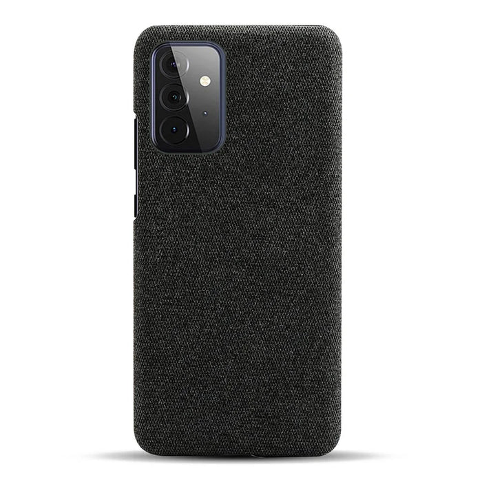 Cloth Texture Plastic Back Case for Samsung Galaxy A72 5G / A72 4G - Black - 3
