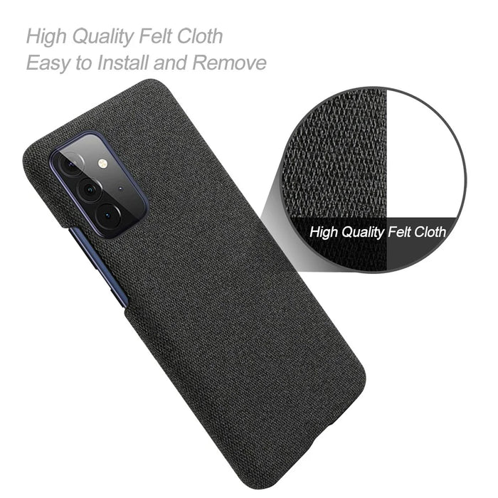 Cloth Texture Plastic Back Case for Samsung Galaxy A72 5G / A72 4G - Black - 4