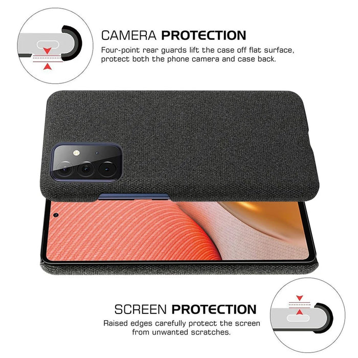 Cloth Texture Plastic Back Case for Samsung Galaxy A72 5G / A72 4G - Black - 5