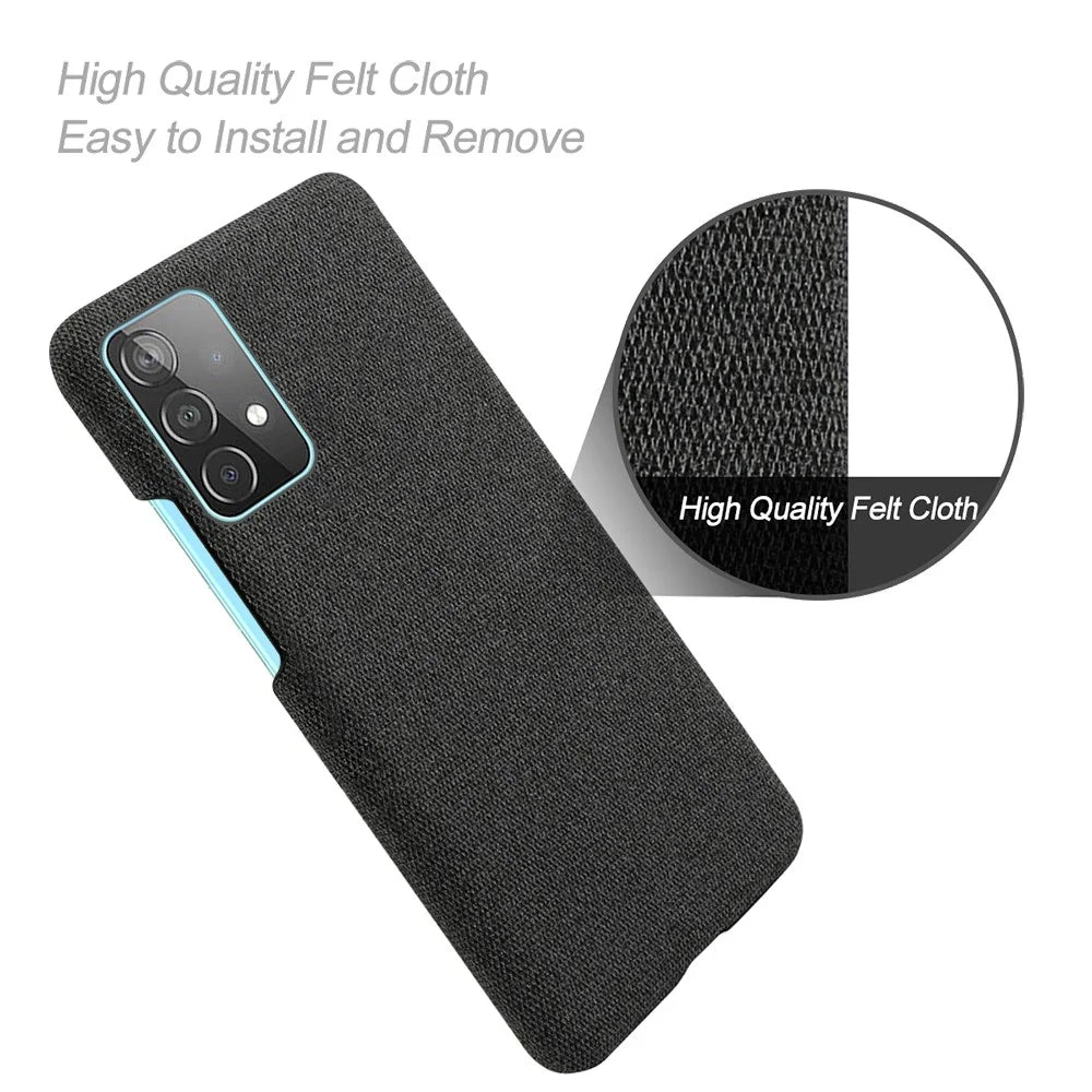 Cloth Texture Plastic Back Case for Samsung Galaxy A52 4G / 5G / A52s 5G - Black - 4