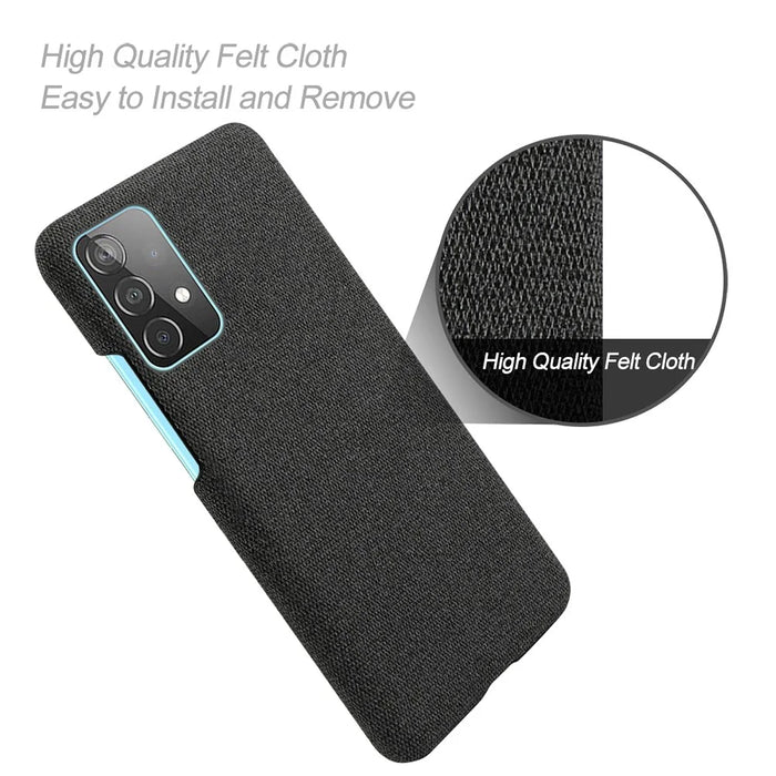 Cloth Texture Plastic Back Case for Samsung Galaxy A52 4G / 5G / A52s 5G - Black - 4